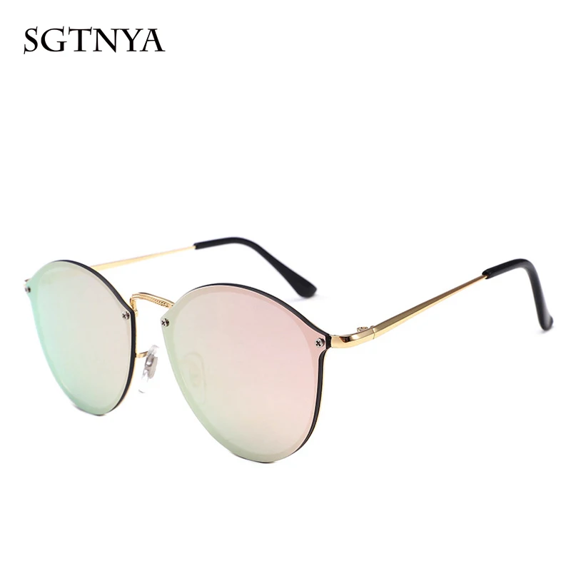 New metal retro round frame frameless sunglasses Color film fashion trend men and women UV400 | Аксессуары для одежды