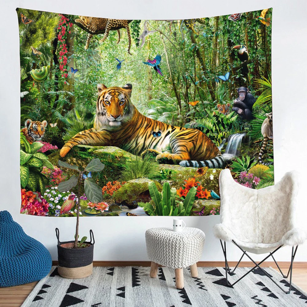 Настенные подвесные гобелены King of The Forest гобелен с изображением тигра Forest Animal, тропический лес для гостиной и спальни
Настенные подвесные гобелены King of The Forest гобелен с изображением тигра Forest Animal, тропический лес для гостиной и спальни