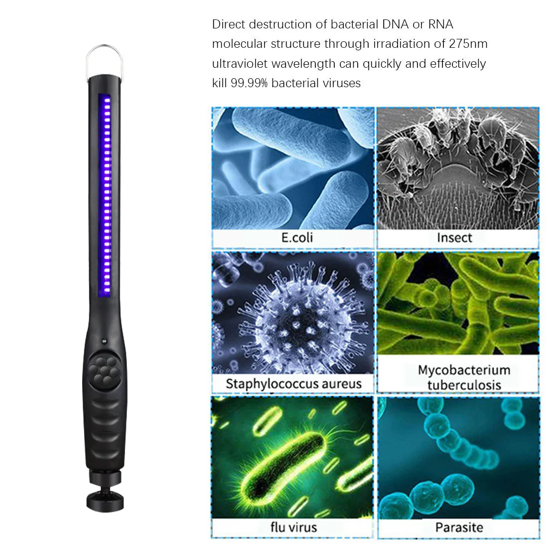 30 LEDs Portable UV Sterilizer Lamp Rechargeable Home Ultraviolet Disinfection Bactericidal Lamp UVC Germicidal Lamp Sterilizer
30 LEDs Portable UV Sterilizer Lamp Rechargeable Home Ultraviolet Disinfection Bactericidal Lamp UVC Germicidal Lamp Sterilizer