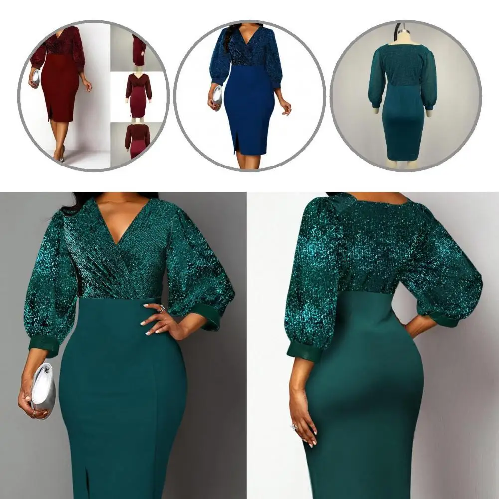 Autumn Dress Shiny Summer Autumn Solid Color Shiny V Neck Dress Formal Dress for Evening Party
Autumn Dress Shiny Summer Autumn Solid Color Shiny V Neck Dress Formal Dress for Evening Party