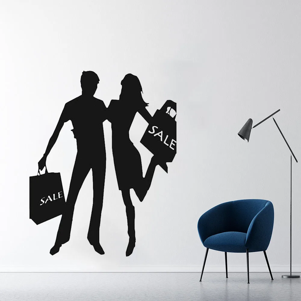 Silhouette Shopping Couple Man Woman Stickers For The Mall Shop Market Decor Waterproof Vinyl Wall Decal Art Mural PH669
Silhouette Shopping Couple Man Woman Stickers For The Mall Shop Market Decor Waterproof Vinyl Wall Decal Art Mural PH669