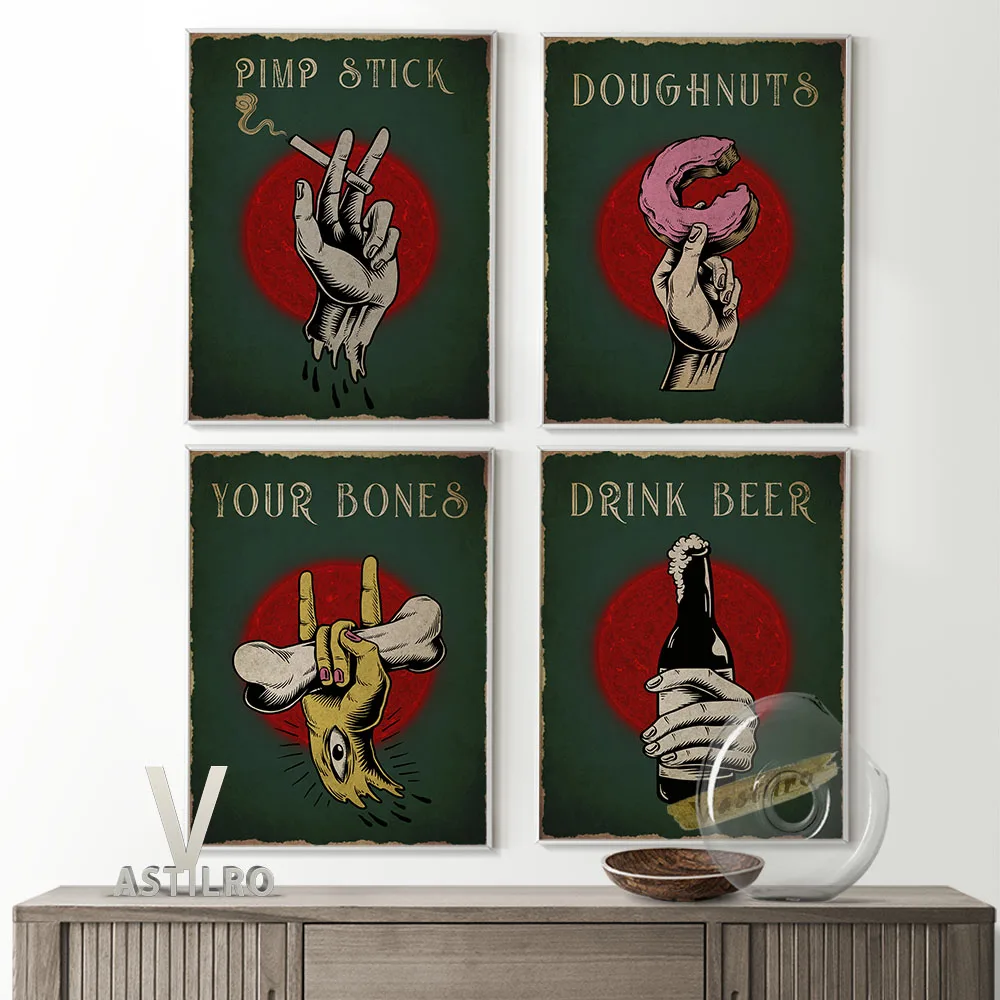 Vintage Gothic Style Blood Moon Pattern Poster Hand Gesture Model Illustration Home Decor Donut Smoke Beer Bone Wall Stickers
Vintage Gothic Style Blood Moon Pattern Poster Hand Gesture Model Illustration Home Decor Donut Smoke Beer Bone Wall Stickers