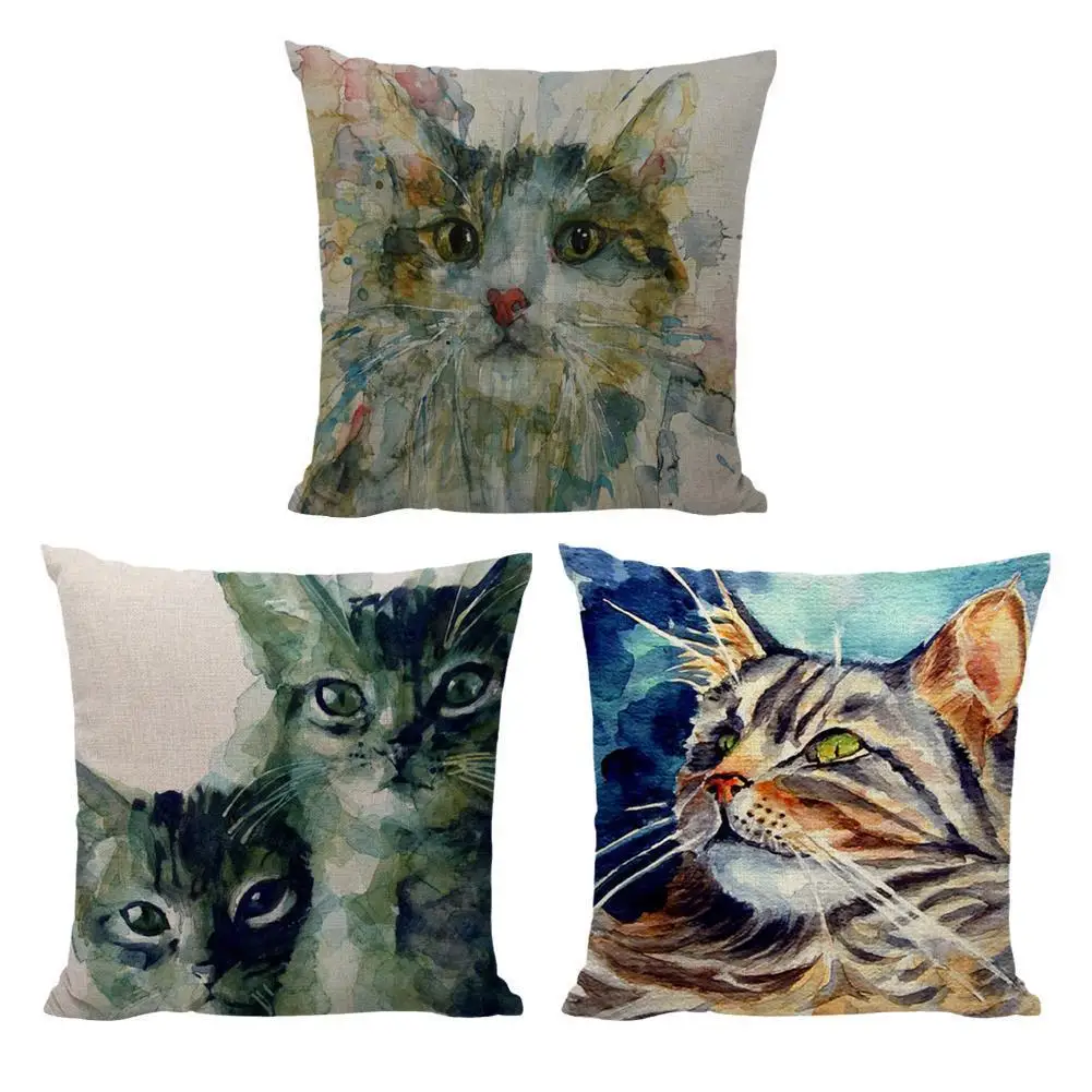 45*45cm Single-sided Linen Watercolor Style Cushion Cover Animal Cat Home Bedroom Office Sofa Printing Decorative Pillowcase 
45*45cm Single-sided Linen Watercolor Style Cushion Cover Animal Cat Home Bedroom Office Sofa Printing Decorative Pillowcase