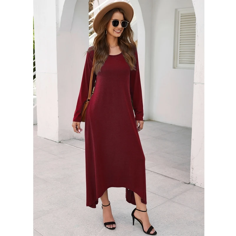 Women Long Sleeves Round Neck Dress Solid Color Autumn Summer Casual Loose Long Dress with Pockets Pullover Party Sundress
Women Long Sleeves Round Neck Dress Solid Color Autumn Summer Casual Loose Long Dress with Pockets Pullover Party Sundress