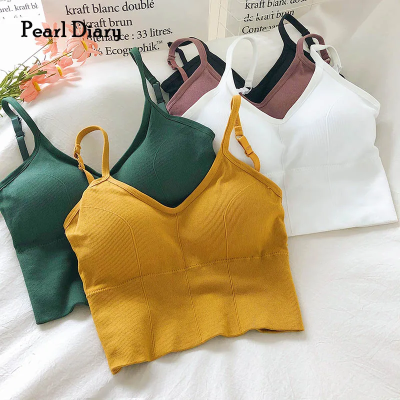 Pearl Diary Women Summer Bra Tops Spaghetti Adjustable Strap Cotton Tops With Inner Removable Pads V Neck Sexy Backless Bra Tops
Pearl Diary Women Summer Bra Tops Spaghetti Adjustable Strap Cotton Tops With Inner Removable Pads V Neck Sexy Backless Bra Tops
