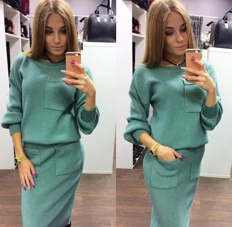 Tracksuits Limited Rushed Cotton Full Pockets O-neck Mid-calf 2020 Women Suit Contracted Knitted Sweater + Bust Skirt Casual
Tracksuits Limited Rushed Cotton Full Pockets O-neck Mid-calf 2020 Women Suit Contracted Knitted Sweater + Bust Skirt Casual