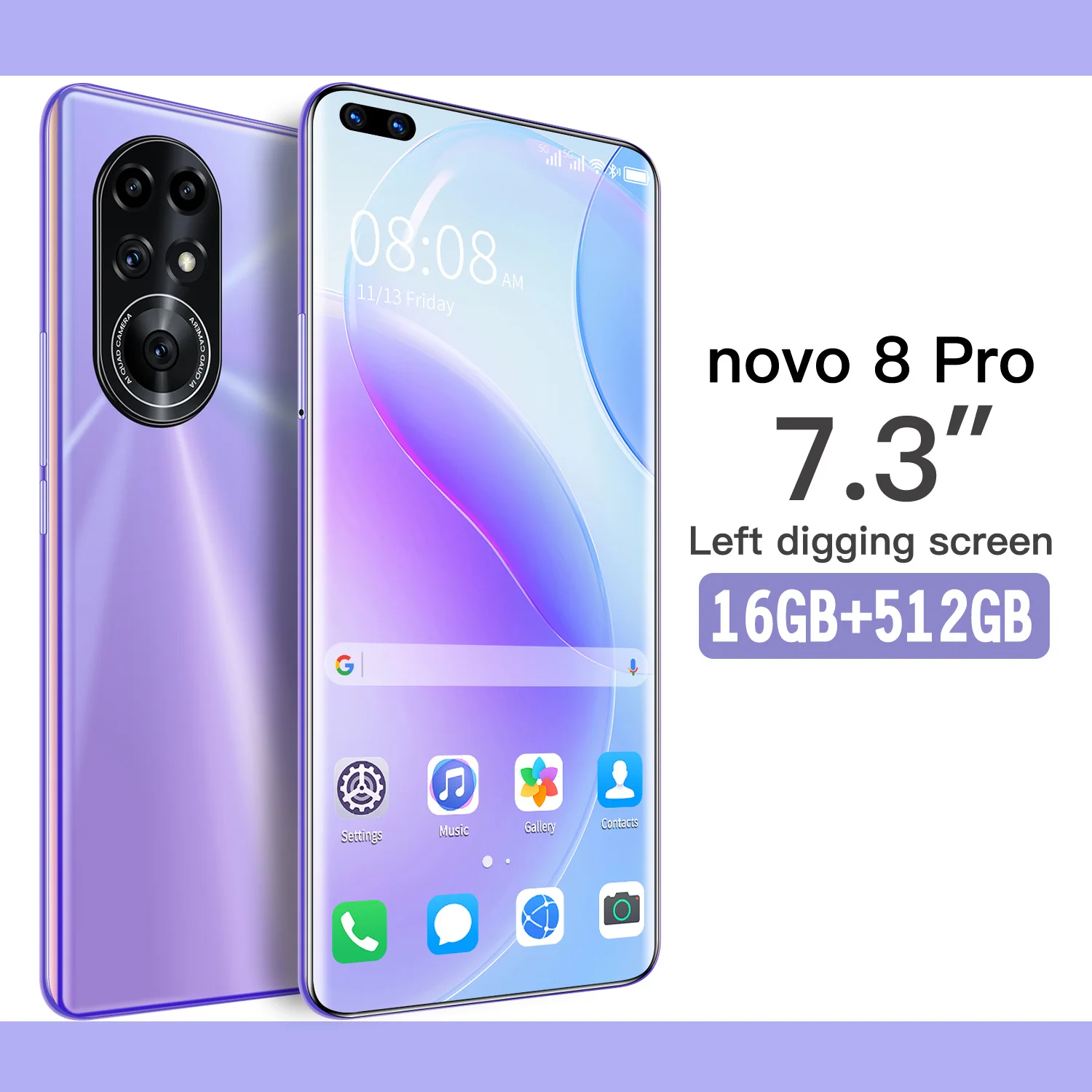 Huawe Novo8 Pro Smartphone 7.3" 64MP Rear Cameras 16GB RAM 512GB ROM 6800mAh Deca Core Android 10 Mobile Phone In Stock
Huawe Novo8 Pro Smartphone 7.3" 64MP Rear Cameras 16GB RAM 512GB ROM 6800mAh Deca Core Android 10 Mobile Phone In Stock