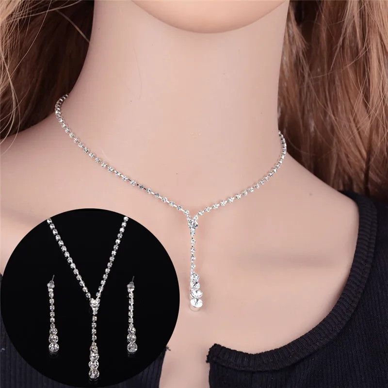 Crystal Tennis Drop Necklace Set Bridal Bridesmaid Jewelry sets Rhinestone Necklace Earrings
Crystal Tennis Drop Necklace Set Bridal Bridesmaid Jewelry sets Rhinestone Necklace Earrings