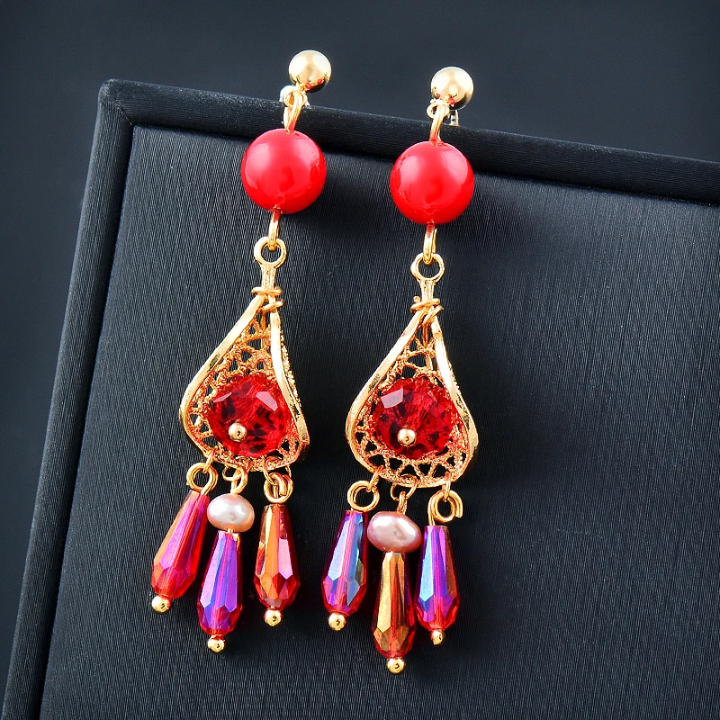 SINLEERY Vintage Long Earrings Red Round Beads Drop Earrings For Women Gold Color wedding accessories Jewelry Boho ES351 SSP
SINLEERY Vintage Long Earrings Red Round Beads Drop Earrings For Women Gold Color wedding accessories Jewelry Boho ES351 SSP
