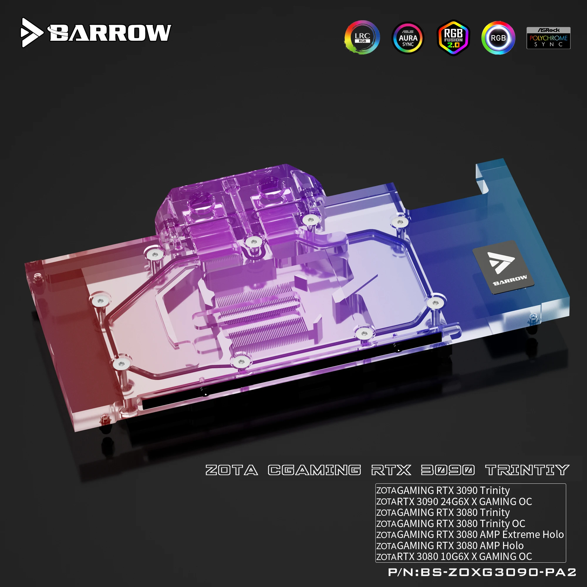 Barrow water cooler PC GPU cooler with GPU backplate for ZOTAC RTX 3090/3080 X Gaming full cover BS-ZOXG3090-PA2 for RGB PC
Barrow water cooler PC GPU cooler with GPU backplate for ZOTAC RTX 3090/3080 X Gaming full cover BS-ZOXG3090-PA2 for RGB PC