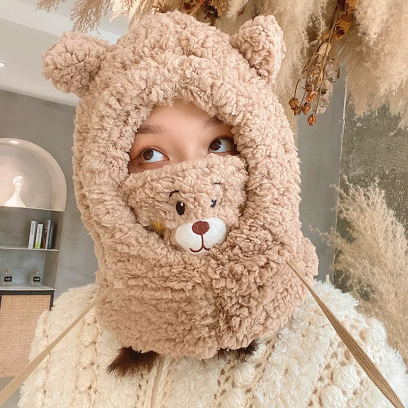 Winter Hat for women cute winter plush hat thickened bib one-piece cap to keep warm cute bear windproof ski mask Beanies Cap
Winter Hat for women cute winter plush hat thickened bib one-piece cap to keep warm cute bear windproof ski mask Beanies Cap