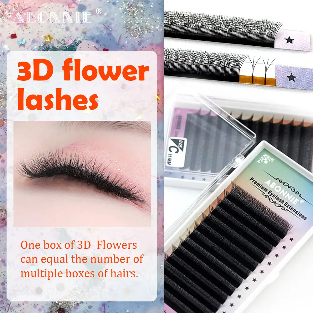 Abonnie 3D Flower Lashes W shape Premade Volume Fan Long Base Fans Premium Matte Lash Extension Camellia Lashes for Eye Beauty
Abonnie 3D Flower Lashes W shape Premade Volume Fan Long Base Fans Premium Matte Lash Extension Camellia Lashes for Eye Beauty