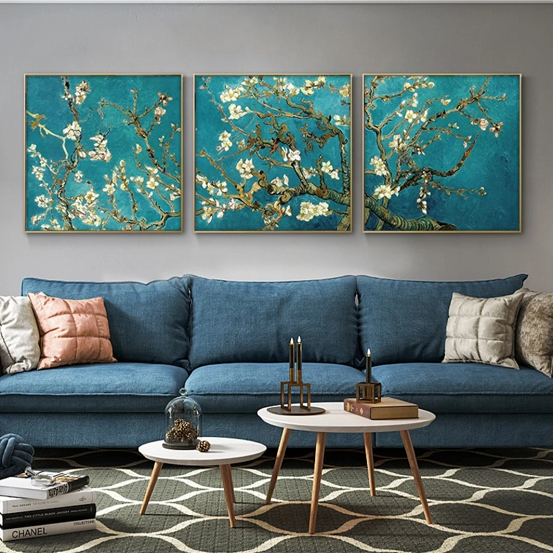 

3 Panels Van Gogh Almond Blossom Canvas Art Paintings Home Wall Decor Impressionist Flowers Canvas Print for Living Room Cuadros