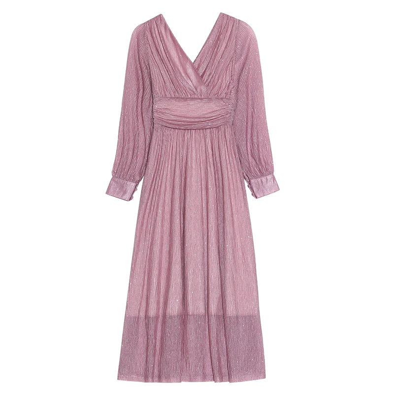 Charm color spring and autumn French simple lady temperament dress Slim slimming V-neck high waist holiday dress long skirt
Charm color spring and autumn French simple lady temperament dress Slim slimming V-neck high waist holiday dress long skirt