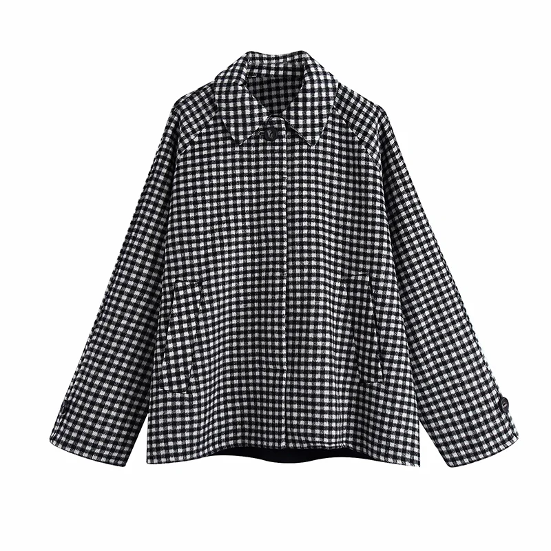 Women 2020 Fashion Loose Check Woollen Jacket Coat Vintage Long Sleeve Pockets Plaid Female Outerwear Chic Tops
Women 2020 Fashion Loose Check Woollen Jacket Coat Vintage Long Sleeve Pockets Plaid Female Outerwear Chic Tops