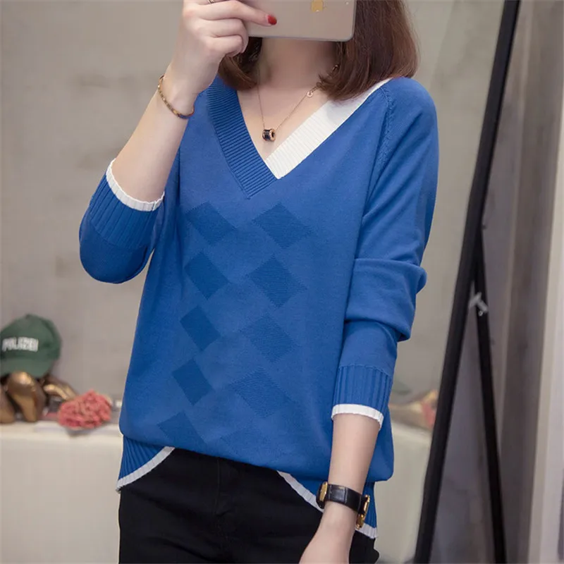 Autumn Women Sweater 2019 New Large Size V-Neck Female Pullover Sweater Loose Simple Ladies Bottoming Sweater Cw686
Autumn Women Sweater 2019 New Large Size V-Neck Female Pullover Sweater Loose Simple Ladies Bottoming Sweater Cw686