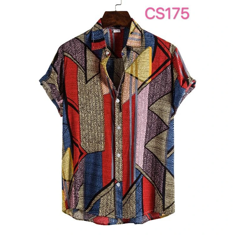 New Men's Shirt Casual Blouse Cotton Linen Shirt Loose Tops Hawaii Vacation Short Sleeve Tee Shirt Summer Casual Handsome Men