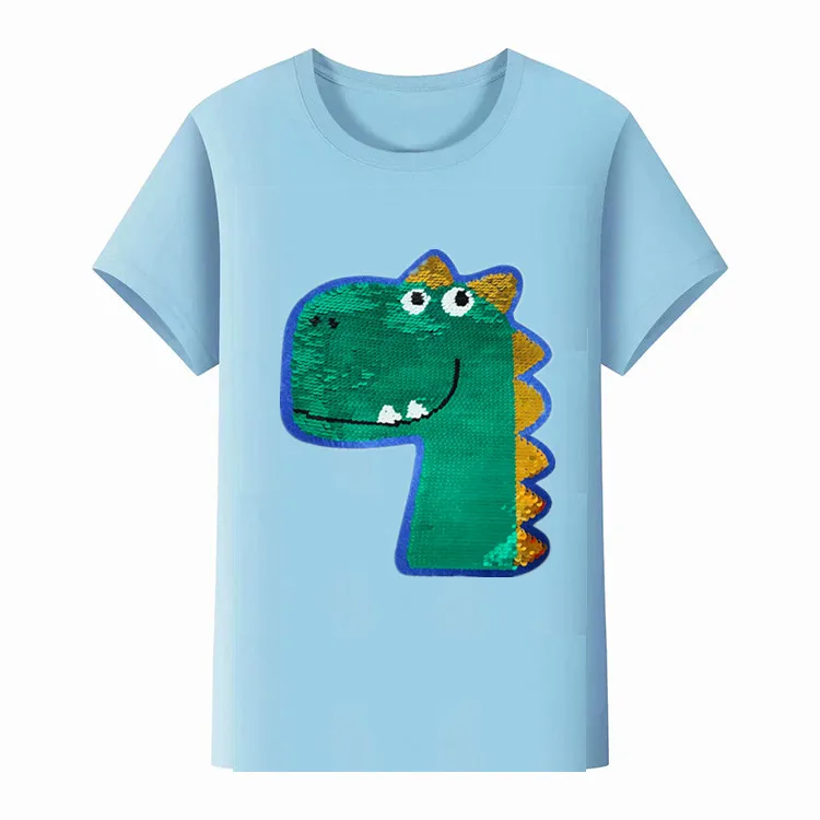 Children's clothing 2021 summer cartoon dinosaur flip sequins boys toning cotton will color children's T-shirt 
Children's clothing 2021 summer cartoon dinosaur flip sequins boys toning cotton will color children's T-shirt