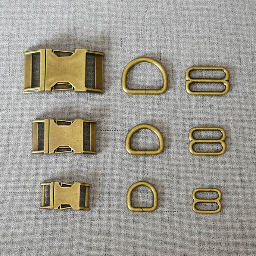 1 Set 15mm 20mm 25mm Antique Brass Metal Slider D Ring Release Belt Buckle Adjuster For Dog Harness Necklace Sewing Accessory
1 Set 15mm 20mm 25mm Antique Brass Metal Slider D Ring Release Belt Buckle Adjuster For Dog Harness Necklace Sewing Accessory