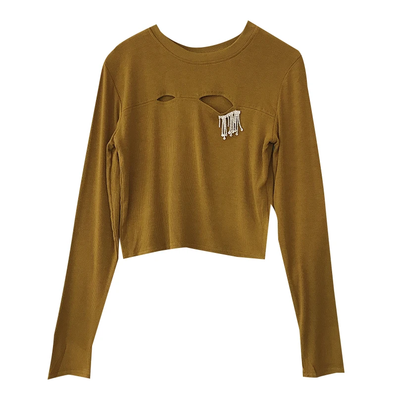 Long-Sleeved T-shirt Women's 2020 Autumn New Slim Fashion Holes Hollow out crop top long sleeve women shirts Streetwear
Long-Sleeved T-shirt Women's 2020 Autumn New Slim Fashion Holes Hollow out crop top long sleeve women shirts Streetwear