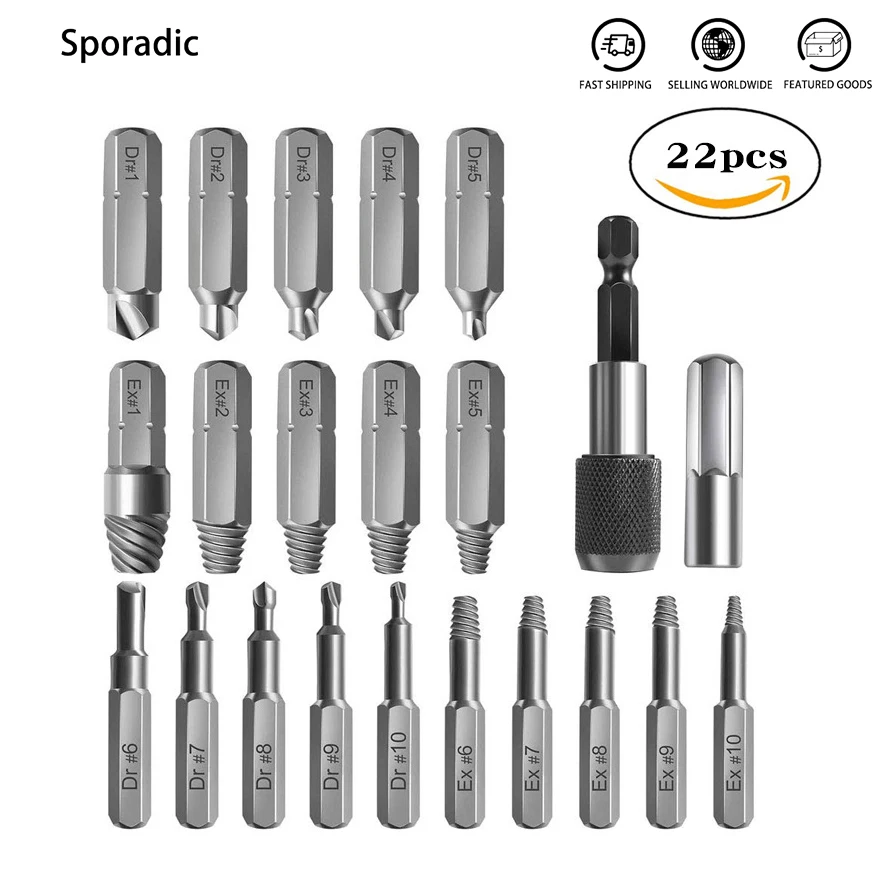 22pcs Damaged Screw Extractor Drill Bit Set Easily Take Out Broken Screw Bolt Remover Stripped Screws Extractor Demolition Tools
22pcs Damaged Screw Extractor Drill Bit Set Easily Take Out Broken Screw Bolt Remover Stripped Screws Extractor Demolition Tools