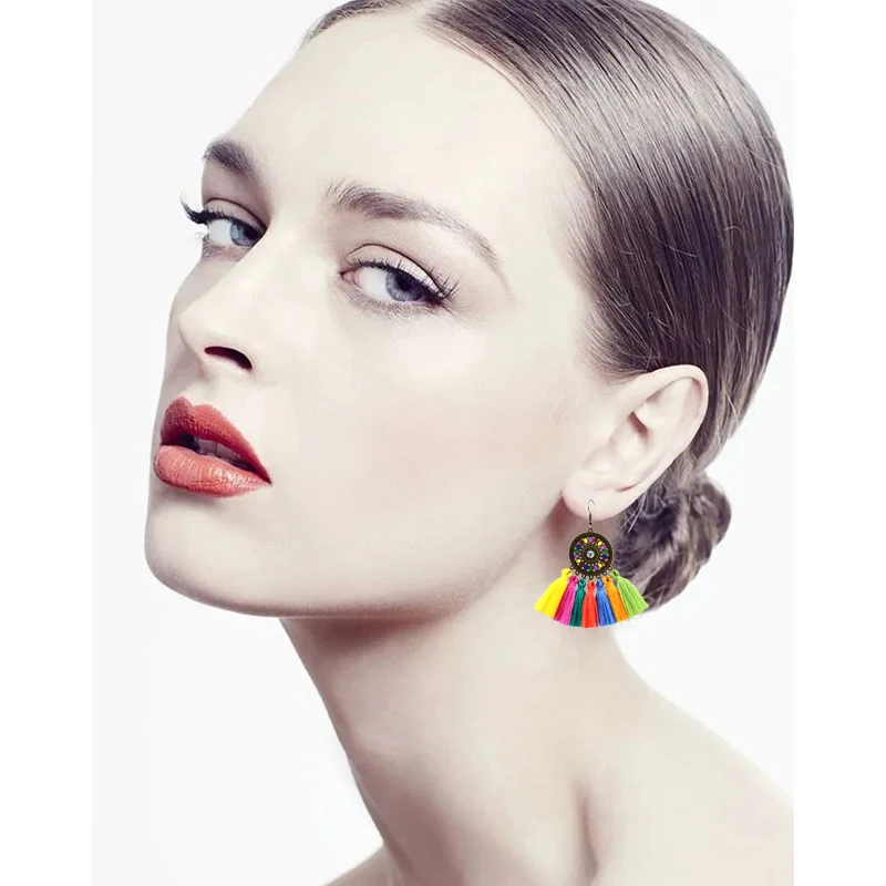Women's Colorful Dangle Drop For Female Earrings Bohemian Ethnic Color Tassel Diamond Charms Jewelry Accessories
Women's Colorful Dangle Drop For Female Earrings Bohemian Ethnic Color Tassel Diamond Charms Jewelry Accessories