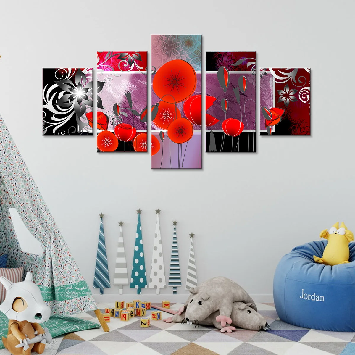 5P Picture Canvas Printed Painting Red Flowers Art Wall Art Poster for Living Room Decor No Frame
5P Picture Canvas Printed Painting Red Flowers Art Wall Art Poster for Living Room Decor No Frame