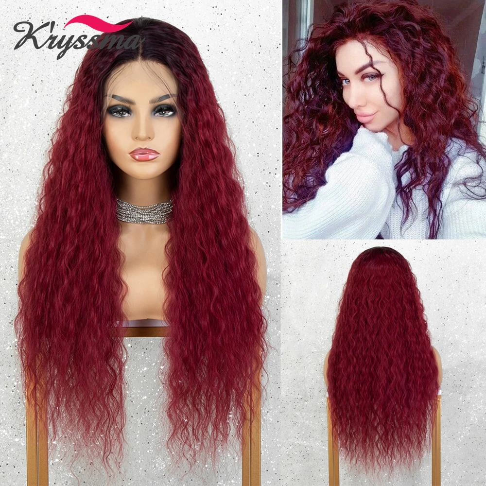 Kryssma Wine Red Kinky Curly Wig Synthetic Lace Front Wig Long Curly Hair Wigs for Women Natural 13X4 Synthetic Lace Wig
Kryssma Wine Red Kinky Curly Wig Synthetic Lace Front Wig Long Curly Hair Wigs for Women Natural 13X4 Synthetic Lace Wig