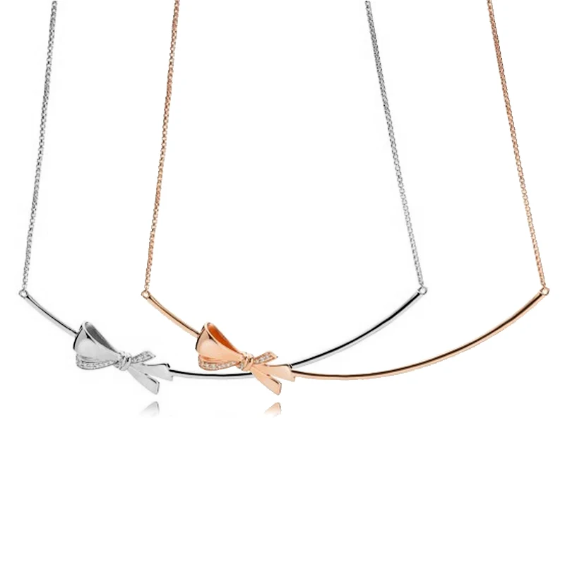 100% 925 Sterling Silver Real Rose & Silver Brilliant Bow With Sliding Clasp Pan Necklace For Fine Bead Charm DIY Jewelry
100% 925 Sterling Silver Real Rose & Silver Brilliant Bow With Sliding Clasp Pan Necklace For Fine Bead Charm DIY Jewelry