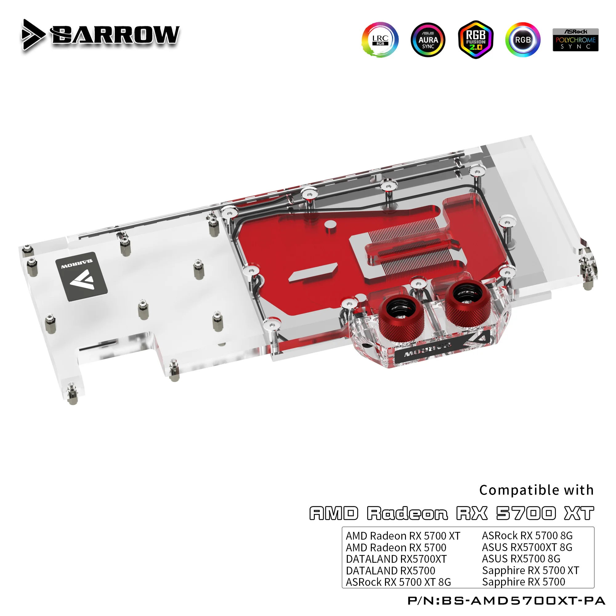 Barrow GPU кулер ПК водяное охлаждение видео водяной блок для AMD 5700XT Aurora LRC2.0 BS-AMD5700XT-PA