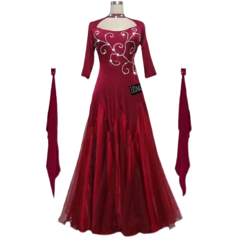 Женское платье для бальных танцев, длинное винно-красное платье для соревнований, платье для певицы, выпускного вечера, танцевальное платье...
Женское платье для бальных танцев, длинное винно-красное платье для соревнований, платье для певицы, выпускного вечера, танцевальное платье...
