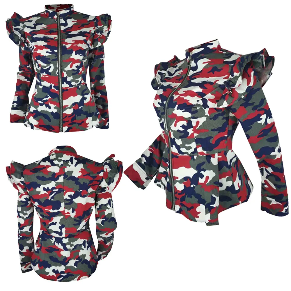 Plus Size Camouflage Jacket Women Clothes Spring Peplum Bomber Jacket Autumn Steetwear Long Sleeve Casual Camo Coats
Plus Size Camouflage Jacket Women Clothes Spring Peplum Bomber Jacket Autumn Steetwear Long Sleeve Casual Camo Coats