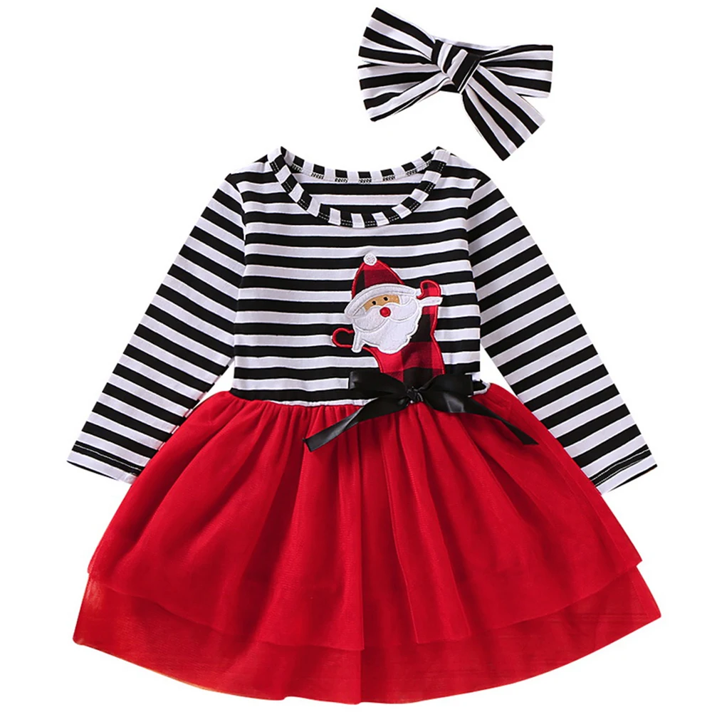 Christmas Toddler Baby Girls Santa Striped Print Tulle Long Sleeve Dress Headband Bowknot Tutu Dress 2-5 Years 2Pcs Outfits
Christmas Toddler Baby Girls Santa Striped Print Tulle Long Sleeve Dress Headband Bowknot Tutu Dress 2-5 Years 2Pcs Outfits