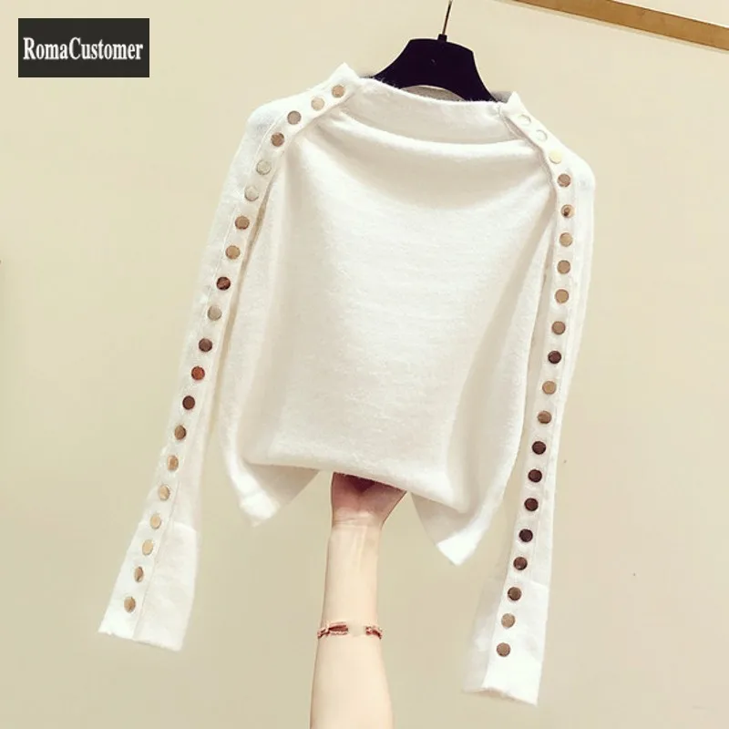 Womens Autumn Winter New Korean Button Mock Neck Thicken Pullover Sweater Long Sleeve Elegant Slim Casual Sweater Jackets
Womens Autumn Winter New Korean Button Mock Neck Thicken Pullover Sweater Long Sleeve Elegant Slim Casual Sweater Jackets