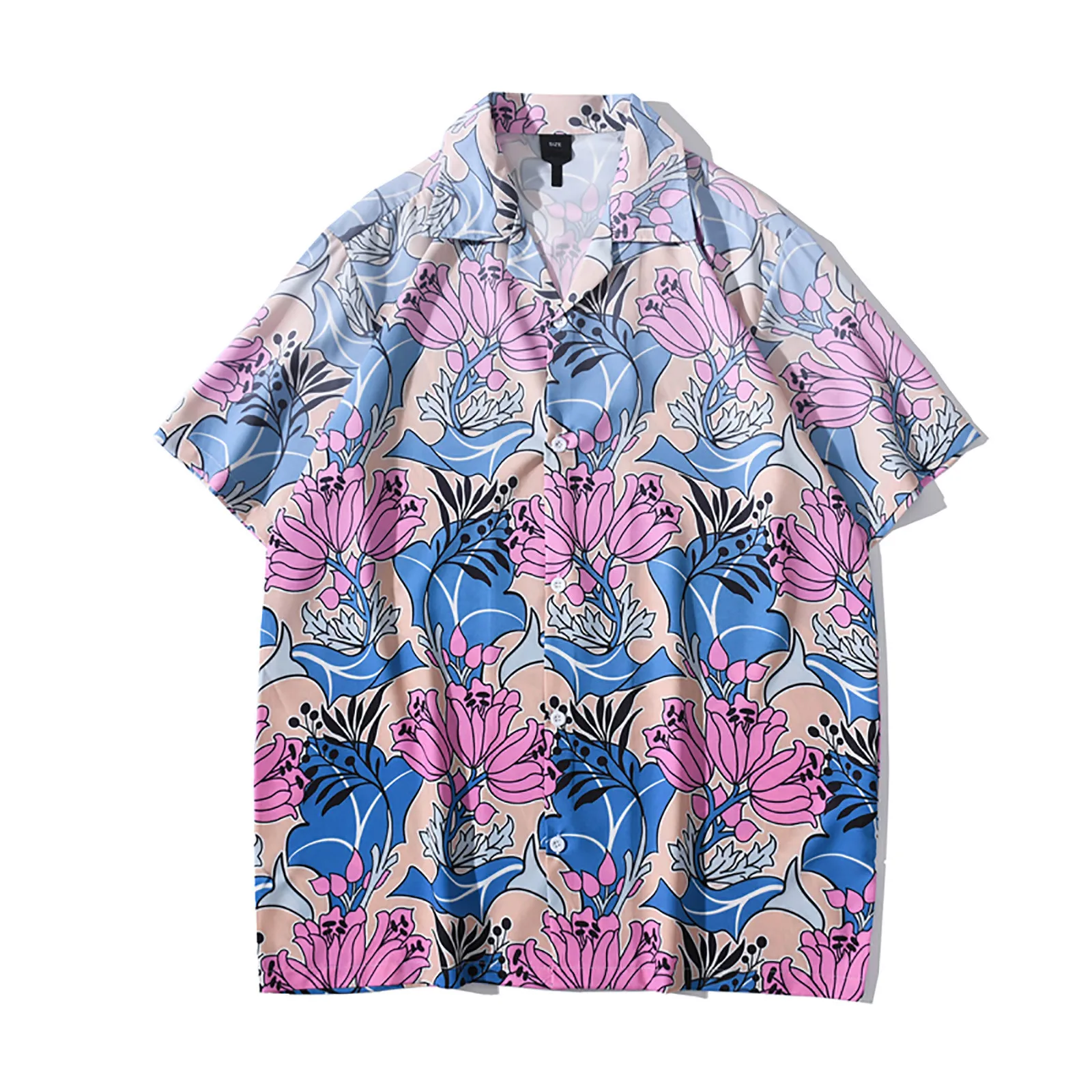 

Men and women of the same style couple print short shirt Hawaiian loose shirt couple button cardigan print short shirt Ѭђбака