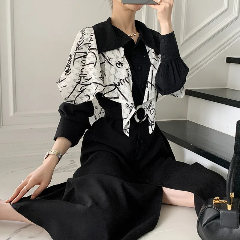 Spring Mujer Loose Casual TurnDown Collar Solid Color Single Breasted Long Sleeve Shawel Black Dress With Belt 1559#
Spring Mujer Loose Casual TurnDown Collar Solid Color Single Breasted Long Sleeve Shawel Black Dress With Belt 1559#