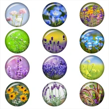 Фиолетовые синие стеклянные кнопки с цветами для ювелирных