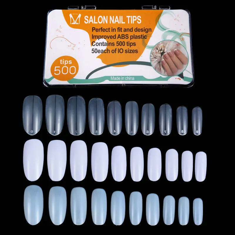 Nail Art Tool Full Cover Oval Nail Tips 500pcs/Box Korea ABS Material Clear False Nails
Nail Art Tool Full Cover Oval Nail Tips 500pcs/Box Korea ABS Material Clear False Nails