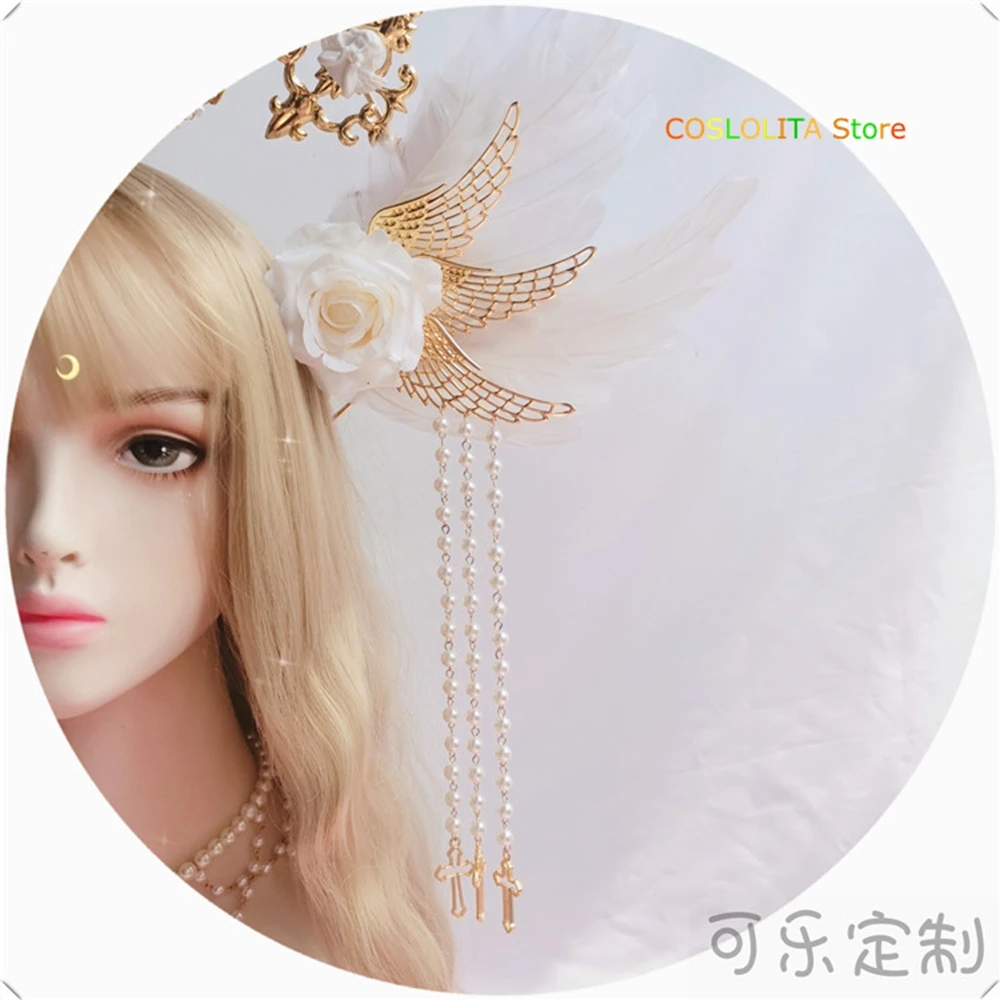 Lolita Apollo Angel Feather Wings Virgin Sun Halo Crown Tassel Bead Chain Vintage Mary Baroque Tiara Headwear Tiaras Headband
Lolita Apollo Angel Feather Wings Virgin Sun Halo Crown Tassel Bead Chain Vintage Mary Baroque Tiara Headwear Tiaras Headband