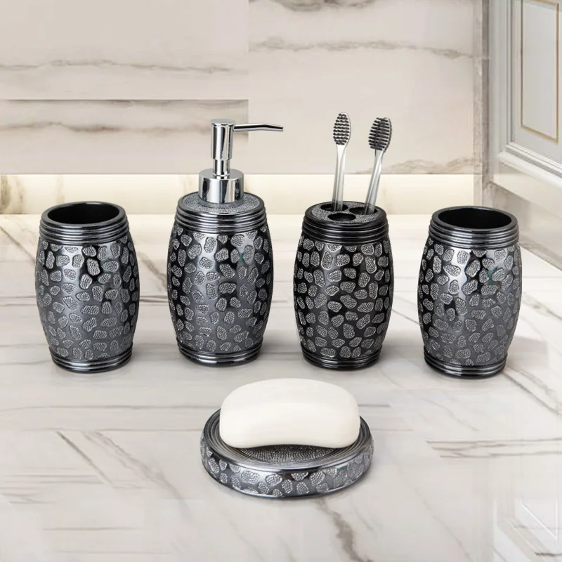 Luxury Resin Bathroom Accessories Set Silver Black Gold Soap Dish Mouthwash Cup Toothbrush Cup Soap Dispenser Lotion Bottle
Luxury Resin Bathroom Accessories Set Silver Black Gold Soap Dish Mouthwash Cup Toothbrush Cup Soap Dispenser Lotion Bottle