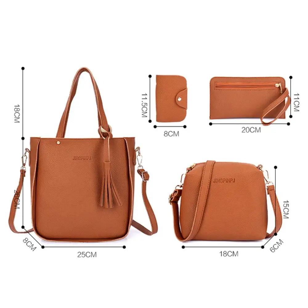 4Pcs/Set Fashion Women Bags PU Large Capacity Purse Handbag Wallets Coin Card Package Ladies Shoulder Bag 
4Pcs/Set Fashion Women Bags PU Large Capacity Purse Handbag Wallets Coin Card Package Ladies Shoulder Bag