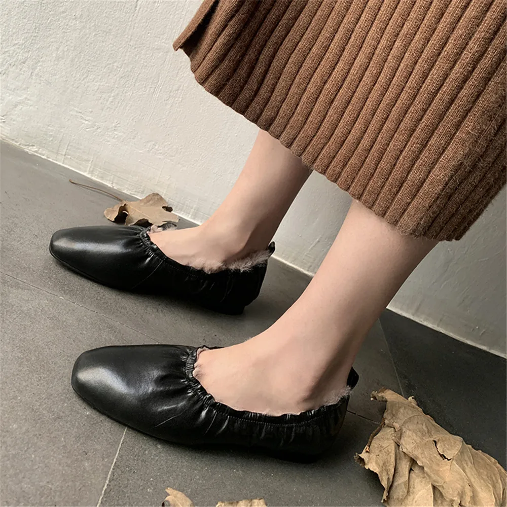 Drestrive Women Flats Shoes Full Genuine Leather Rabbit Fur Square Toe Female Casual Shoes Winter Slip On Black Cow Leather
Drestrive Women Flats Shoes Full Genuine Leather Rabbit Fur Square Toe Female Casual Shoes Winter Slip On Black Cow Leather