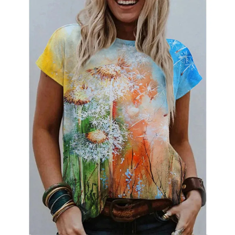 Summer New Style Painted Printed Round Neck Short Sleeved T Shirt Women's Fashion Plus Size Clothing Casual Loose Top
Summer New Style Painted Printed Round Neck Short Sleeved T Shirt Women's Fashion Plus Size Clothing Casual Loose Top