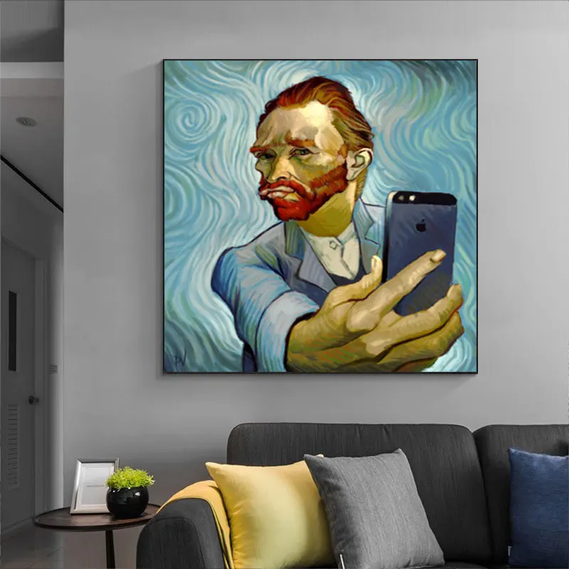 Van Gogh Phone Selfie Canvas Painting Abstract Art Cartoon Figure Poster Creative Wall Art Picture for Living Room Home Decor
Van Gogh Phone Selfie Canvas Painting Abstract Art Cartoon Figure Poster Creative Wall Art Picture for Living Room Home Decor
