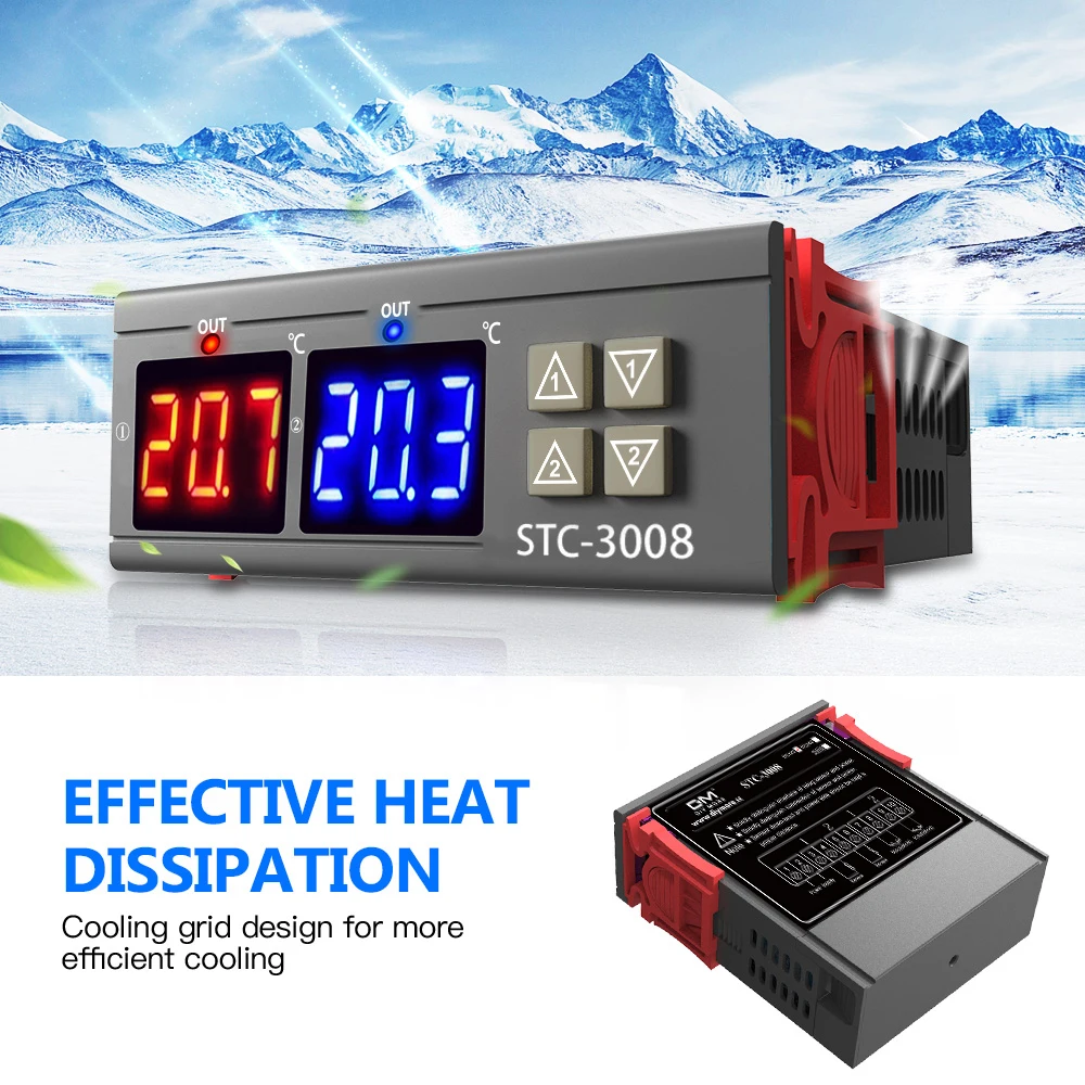 STC-3008 двойной регулятор температуры с двумя релейными выходами 12 В 24 220