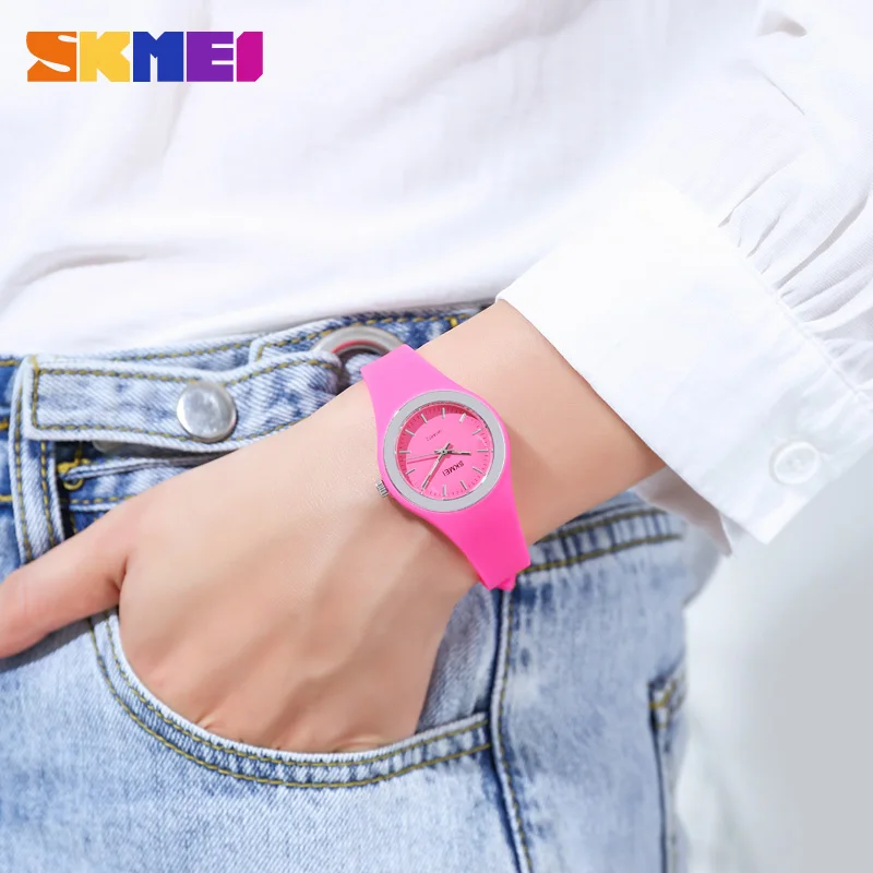 Часы SKMEI женские кварцевые с силикагелем маленькие Простые Модные повседневные