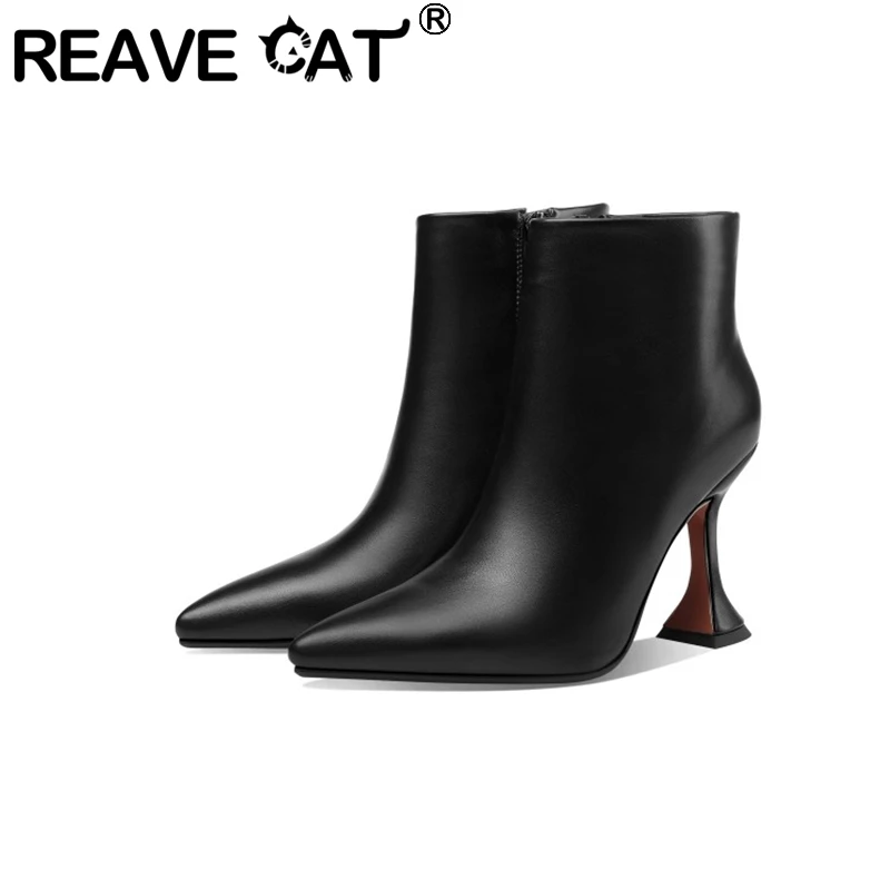Женские ботильоны на высоком каблуке REAVE CAT, популярные китайские однотонные ботильоны из искусственной кожи и флока с острым носком и молнией, черные осенние ботильоны больших размеров 33-44, S2593
Женские ботильоны на высоком каблуке REAVE CAT, популярные китайские однотонные ботильоны из искусственной кожи и флока с острым носком и молнией, черные осенние ботильоны больших размеров 33-44, S2593