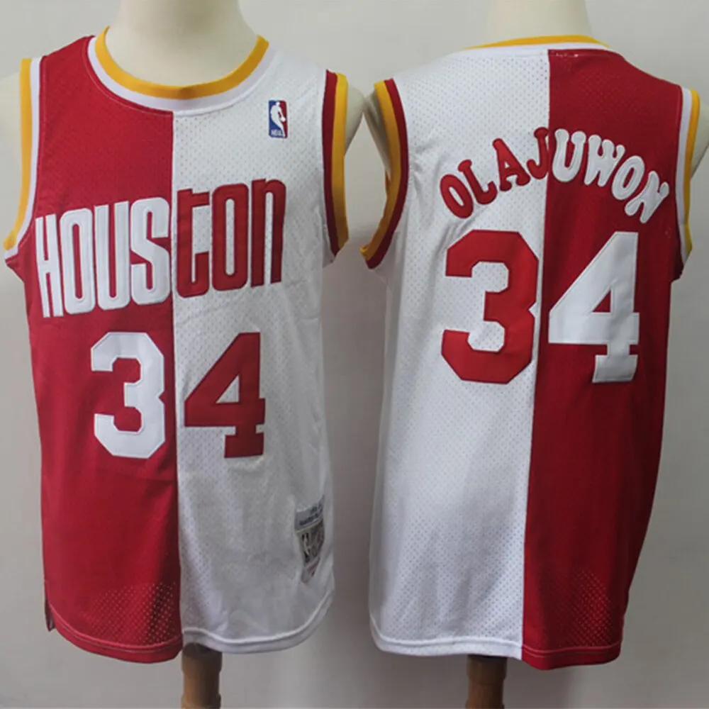 

NBA Men's Houston Rockets #22 Clyde Drexler Basketball Jerseys #34 Hakeem Olajuwon Retro Swingman Jersey Stitched Mesh Jerseys