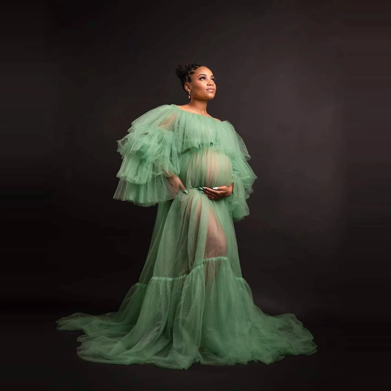 Charming Green Maternity Robes Extra Puffy Sleeves See Thru Long Women Photo Shoot Pregnancy Dressing Gowns
Charming Green Maternity Robes Extra Puffy Sleeves See Thru Long Women Photo Shoot Pregnancy Dressing Gowns