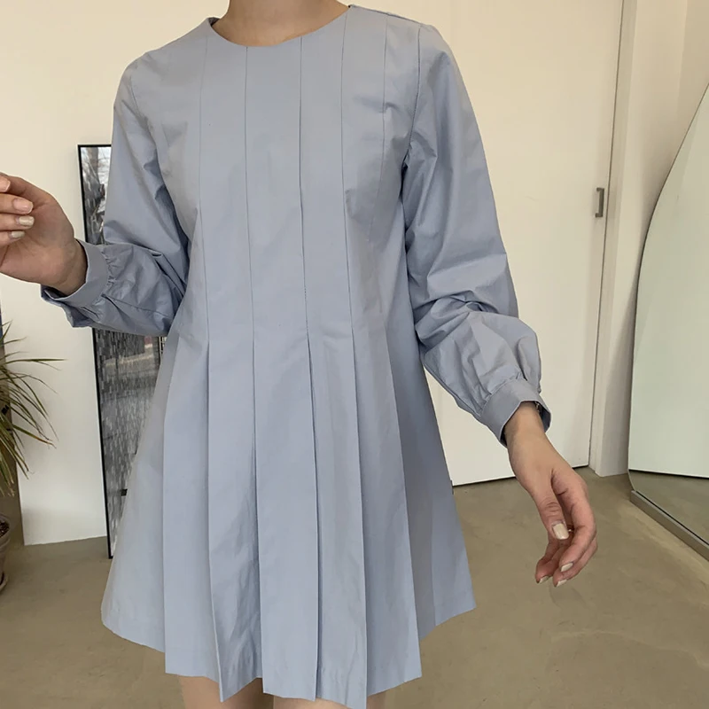 GALCAUR Blue Mini Dress Summer Clothes For Women Round Collar Long Sleeve High Waist Pleated Solid Dresses Female 2021 Fashion
GALCAUR Blue Mini Dress Summer Clothes For Women Round Collar Long Sleeve High Waist Pleated Solid Dresses Female 2021 Fashion